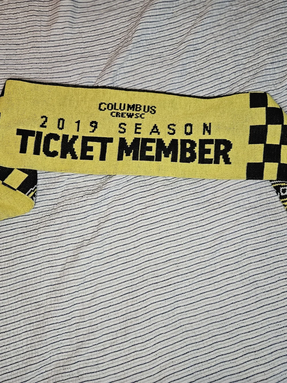 Black & Yellow Soccer Scarf with Checkered Design